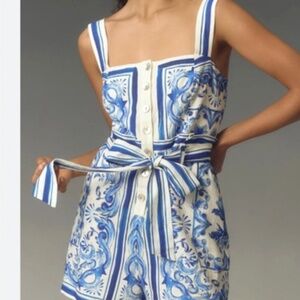 Farm Rio Blue and White Romper